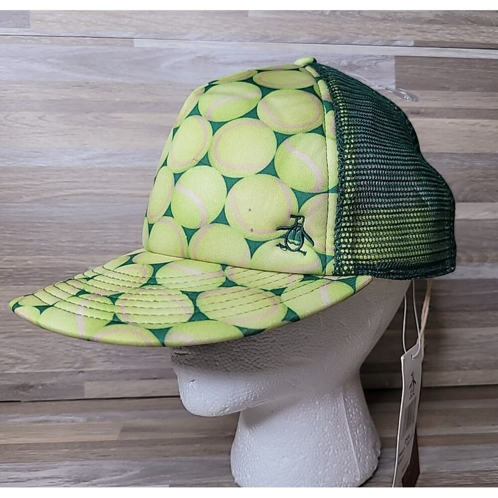 Penguin Tennis Ball Hat Cap Snap Back Adjustable Mesh‎ Yellow Green w/ Tags